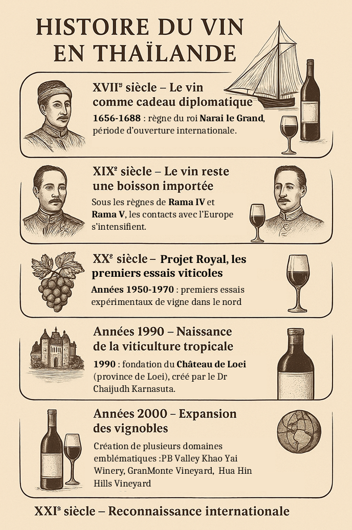 Chronologie de l'histoire du vin en Thaïlande